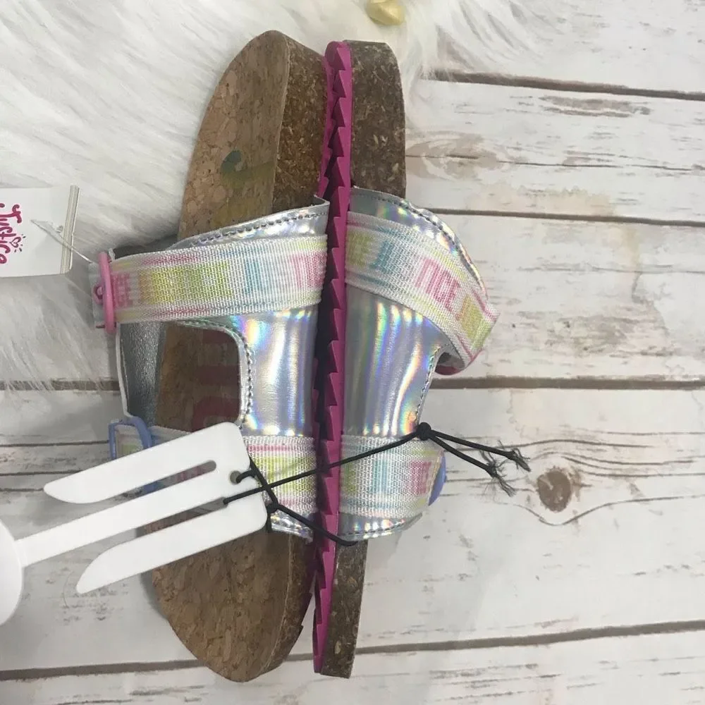 Justice Girl’s Sandals Slides Shoes Size 5 New youth‎